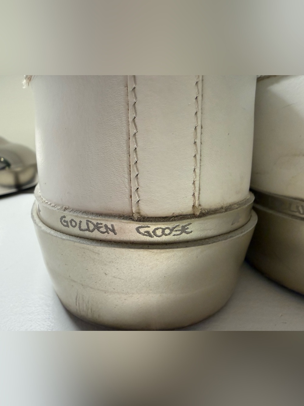 Golden Goose HI STAR White Leather Sneakers with Blush Star and Metallic Heel - Picture 7 of 16
